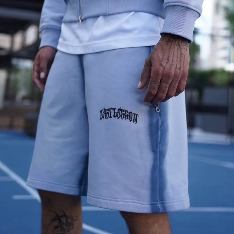 LAST LESSON 'OVERDYE' BLUE SHORTS