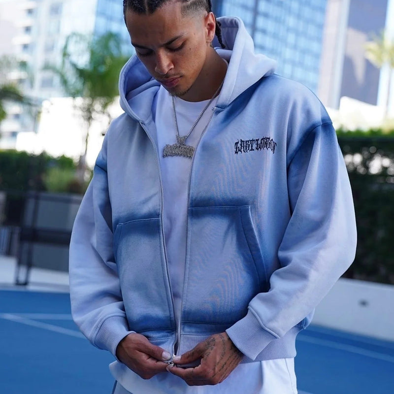 LAST LESSON 'OVERDYE' BLUE HOODIE