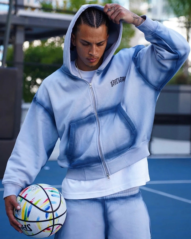 LAST LESSON 'OVERDYE' BLUE HOODIE
