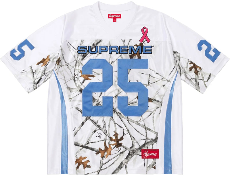 SUPREME BREAST CANCER AWARENESS 'WHITE' FOOTBALL JERSEY (FW25)