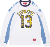 SUPREME PANELED RAGLAN L/S TOP 'WHITE BLUE' (FW26)