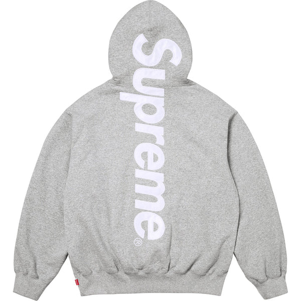 SUPREME SATIN APPLIQUE GREY HOODIE (FW25)