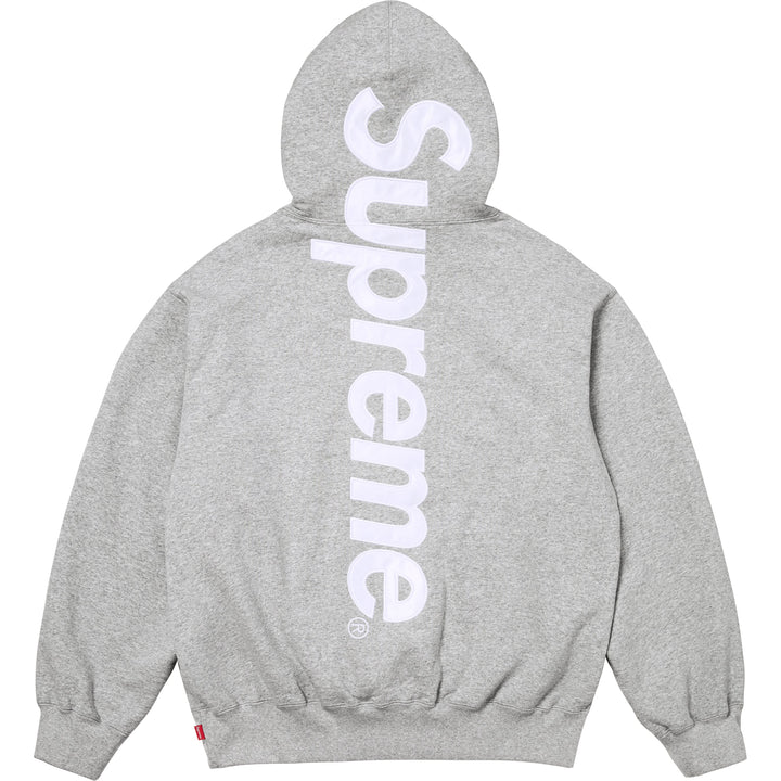 SUPREME SATIN APPLIQUE GREY HOODIE (FW25)