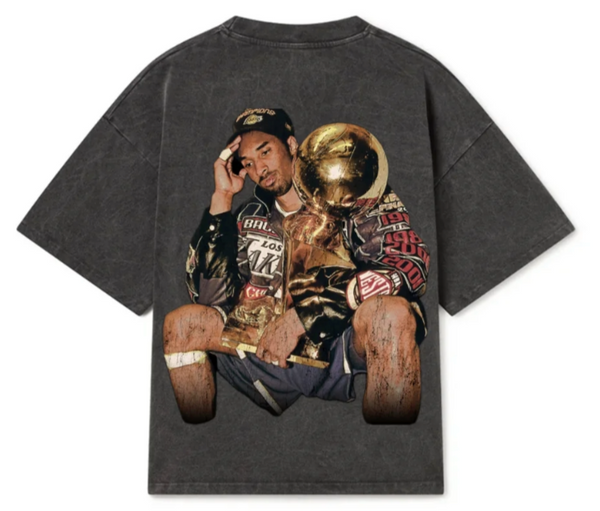 STRIP TEEZ KOBE WASHED BLACK T-SHIRT (BACK PRINT ONLY)