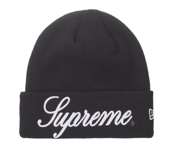 SUPREME BLACK NEW ERA SCRIPT BEANIE (AW24)