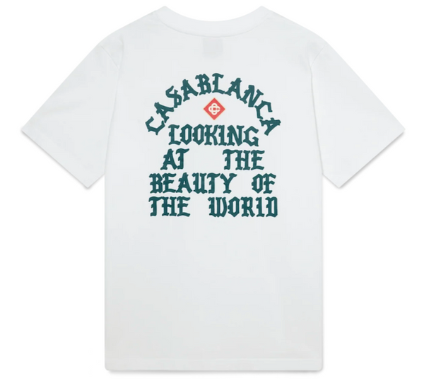 CASABLANCA 'LOOKING AT THE BEAUTY OF THE WORLD' WHITE JERSEY T-SHIRT