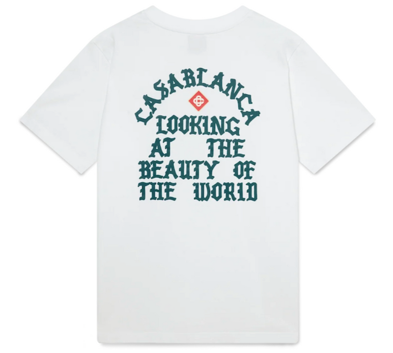 CASABLANCA 'LOOKING AT THE BEAUTY OF THE WORLD' WHITE JERSEY T-SHIRT