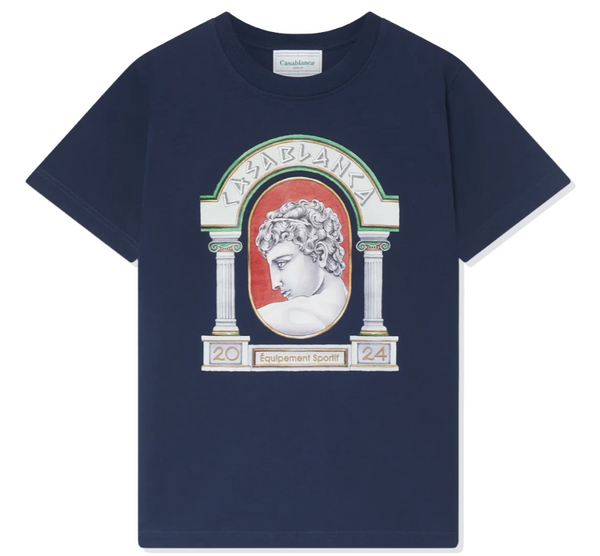 CASABLANCA 'LA MEDAILLE' NAVY JERSEY T-SHIRT