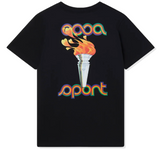 CASABLANCA 'LA FLAMME DU SPORT' BLACK JERSEY T-SHIRT