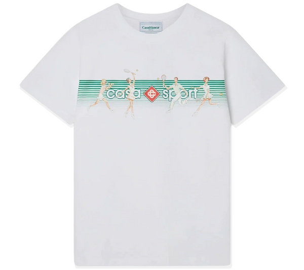 CASABLANCA 'PLAYFUL STRIPES' WHITE JERSEY T-SHIRT