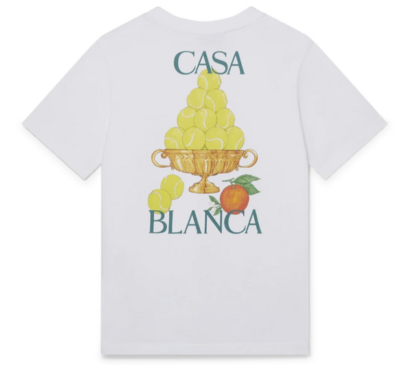 CASABLANCA 'LE TRIOMPHE DE TENNIS' WHITE JERSEY T-SHIRT