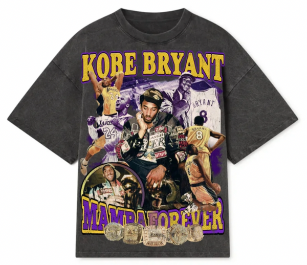 STRIP TEEZ KOBE BRYANT WASHED BLACK T-SHIRTS