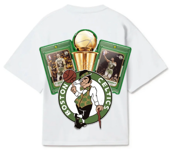 STRIP TEEZ BOSTON CELTICS WHITE NBA CHAMPIONS T-SHIRT