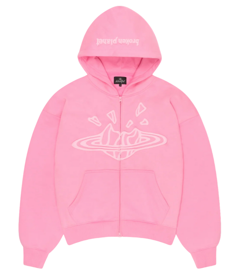 BROKEN PLANET "CANDY PINK" ZIP UP HOODIE