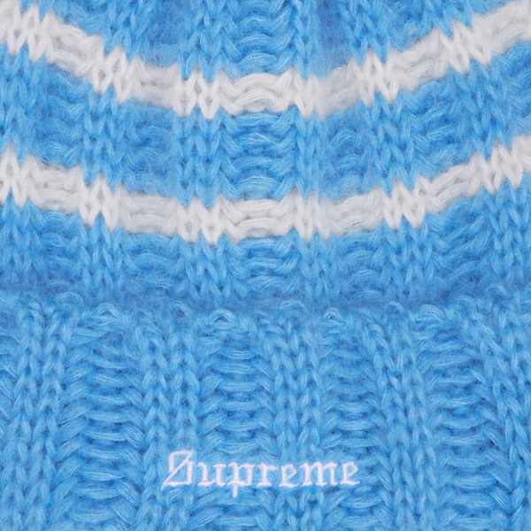 SUPREME BLUE BRISHED STRIPE BEANIE (AW24)