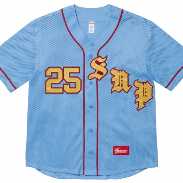 SUPREME OLD ENGLISH BASEBALL JERSEY 'LIGHT BLUE' (SS25) – PAIRFECT