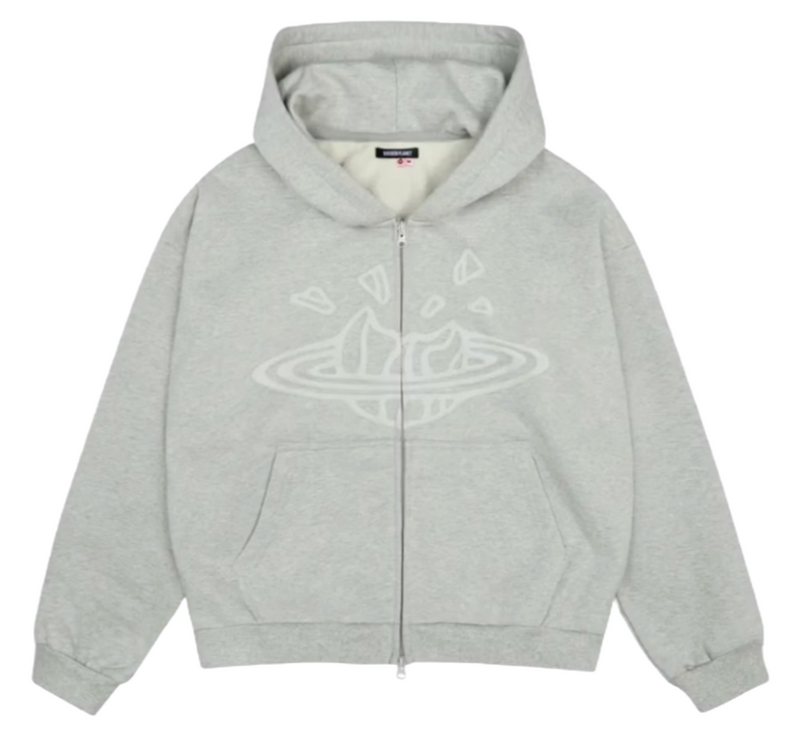BROKEN PLANET "HEATHER GREY" ZIP UP HOODIE