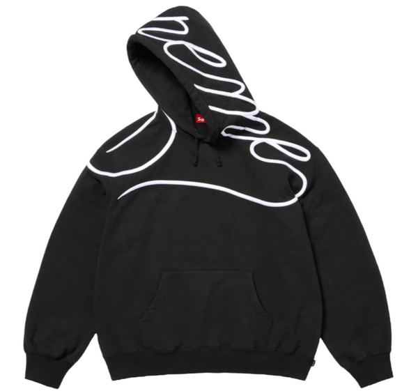 SUPREME SHOULDER SCRIPT 'BLACK' HOODIE (SS25)