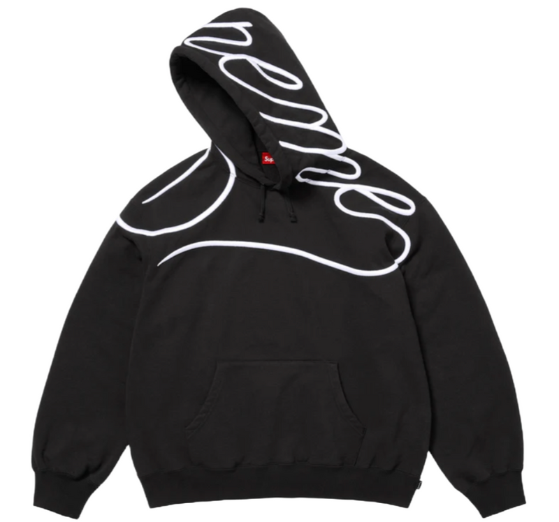 SUPREME SHOULDER SCRIPT 'BLACK' HOODIE (SS25)