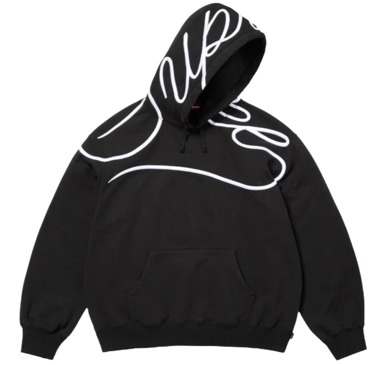 SUPREME SHOULDER SCRIPT 'BLACK' HOODIE (SS25)