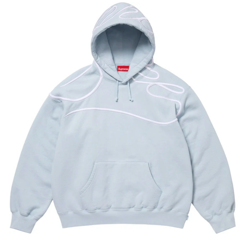 SUPREME SHOULDER SCRIPT 'LIGHT BLUE' HOODIE (SS25)