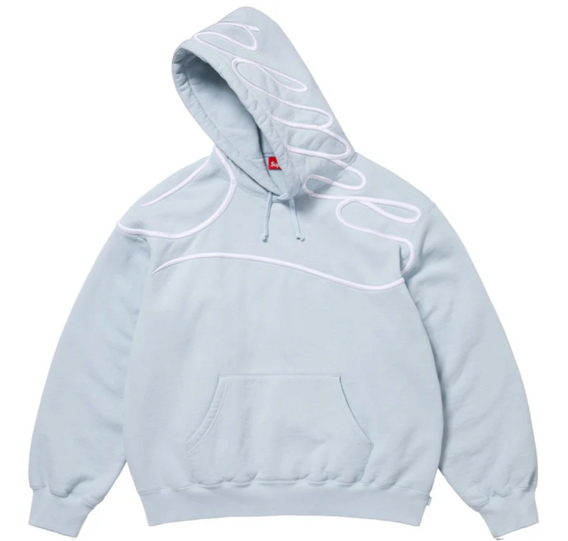 SUPREME SHOULDER SCRIPT 'LIGHT BLUE' HOODIE (SS25)