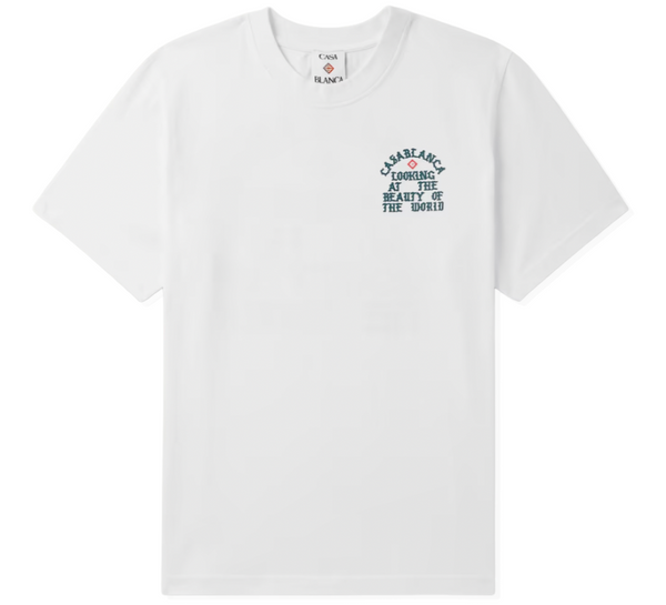 CASABLANCA 'LOOKING AT THE BEAUTY OF THE WORLD' WHITE JERSEY T-SHIRT