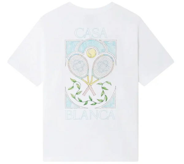 CASABLANCA 'TENNIS PASTELLE' WHITE JERSEY T-SHIRT