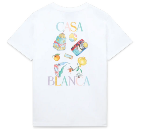 CASABLANCA 'OBJETS EN VRAC' WHITE JERSEY T-SHIRT