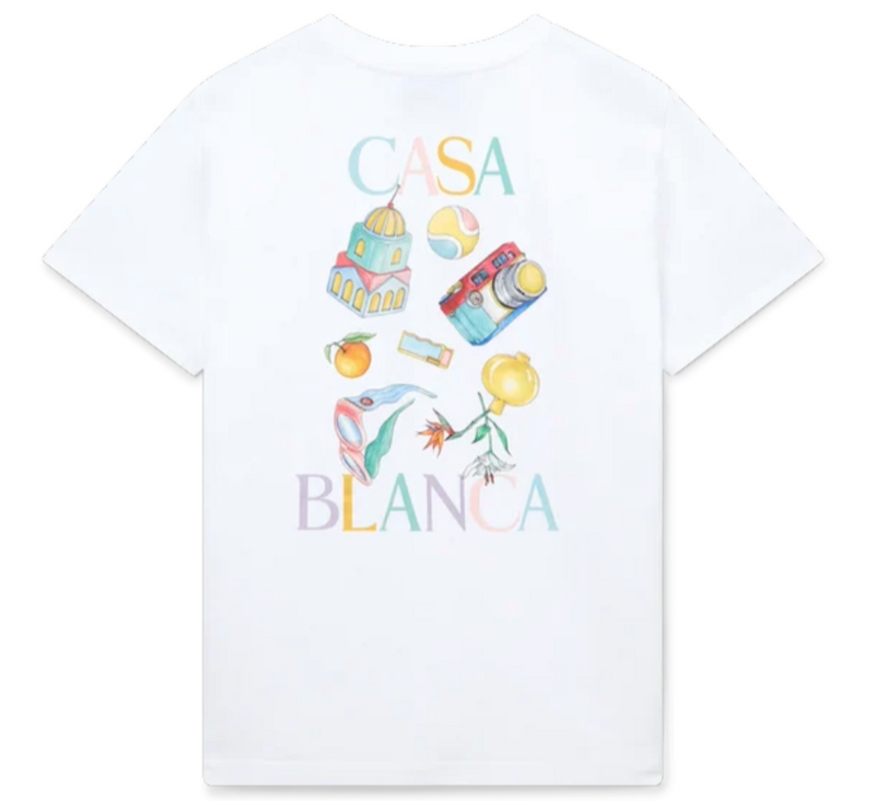 CASABLANCA 'OBJETS EN VRAC' WHITE JERSEY T-SHIRT