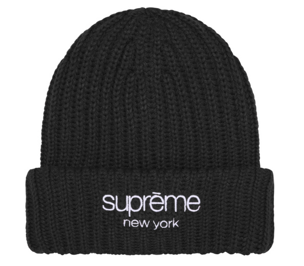 SUPREME CHUNKY KNIT CLASSIC LOGO 'BLACK' BEANIE