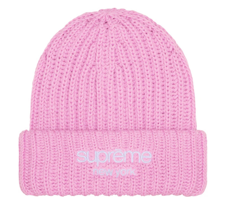 SUPREME CHUNKY KNIT CLASSIC LOGO 'PINK' BEANIE