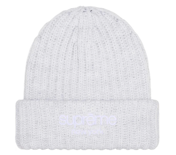 SUPREME CHUNKY KNIT CLASSIC LOGO 'GREY' BEANIE