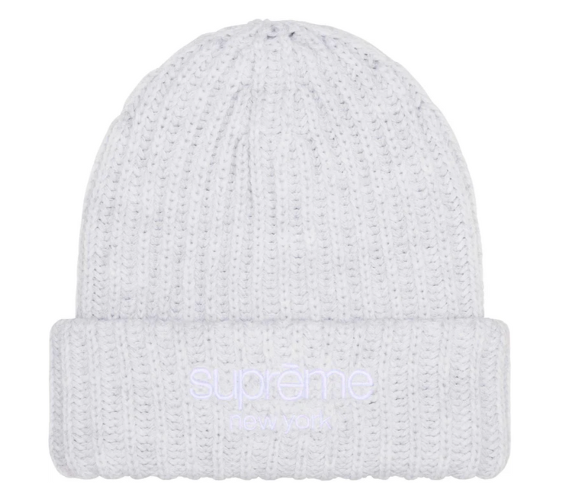 SUPREME CHUNKY KNIT CLASSIC LOGO 'GREY' BEANIE