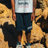 LAST LESSON 'DEEP NAVY' SCRIPT MESH SHORTS