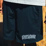LAST LESSON 'DEEP NAVY' SCRIPT MESH SHORTS