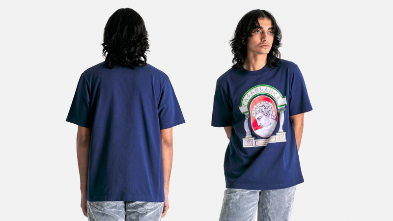 CASABLANCA 'LA MEDAILLE' NAVY JERSEY T-SHIRT