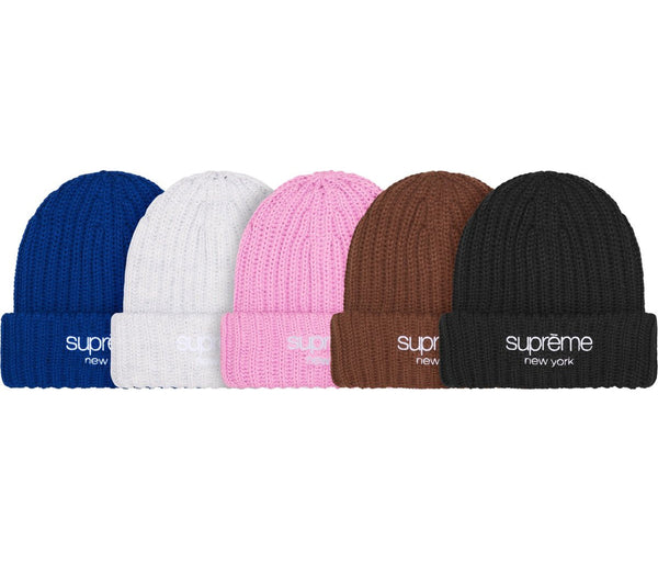 SUPREME CHUNKY KNIT CLASSIC LOGO 'GREY' BEANIE