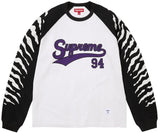 SUPREME TIGER RAGLAN L/S TOP 'WHITE BLACK' (SS26)