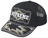 SUPREME WESTERN EMBROIDERED MESH BACK 5 PANEL 'BLACK' (SS26)