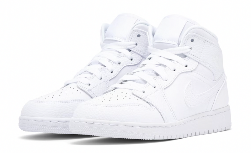 jordan 1 mid (gs) triple white